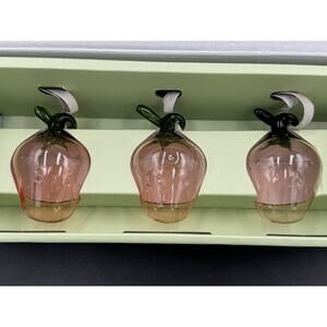 Iittala Strawberry Glass Ornaments Set of 3 Mouth Blown Finland Boxed